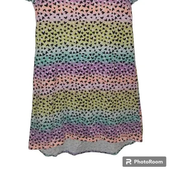 FAB Kids Neon Rainbow Heart Pattern Dress Sz XXL 14/16 - Picture 2 of 6
